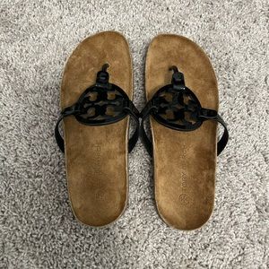 Tory Burch Black and Tan Sandals
